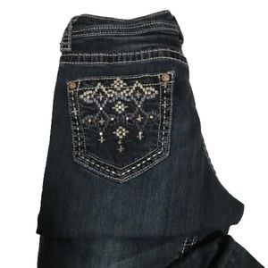 Grace In LA Easy Fit Rhinestone Studded Jeans